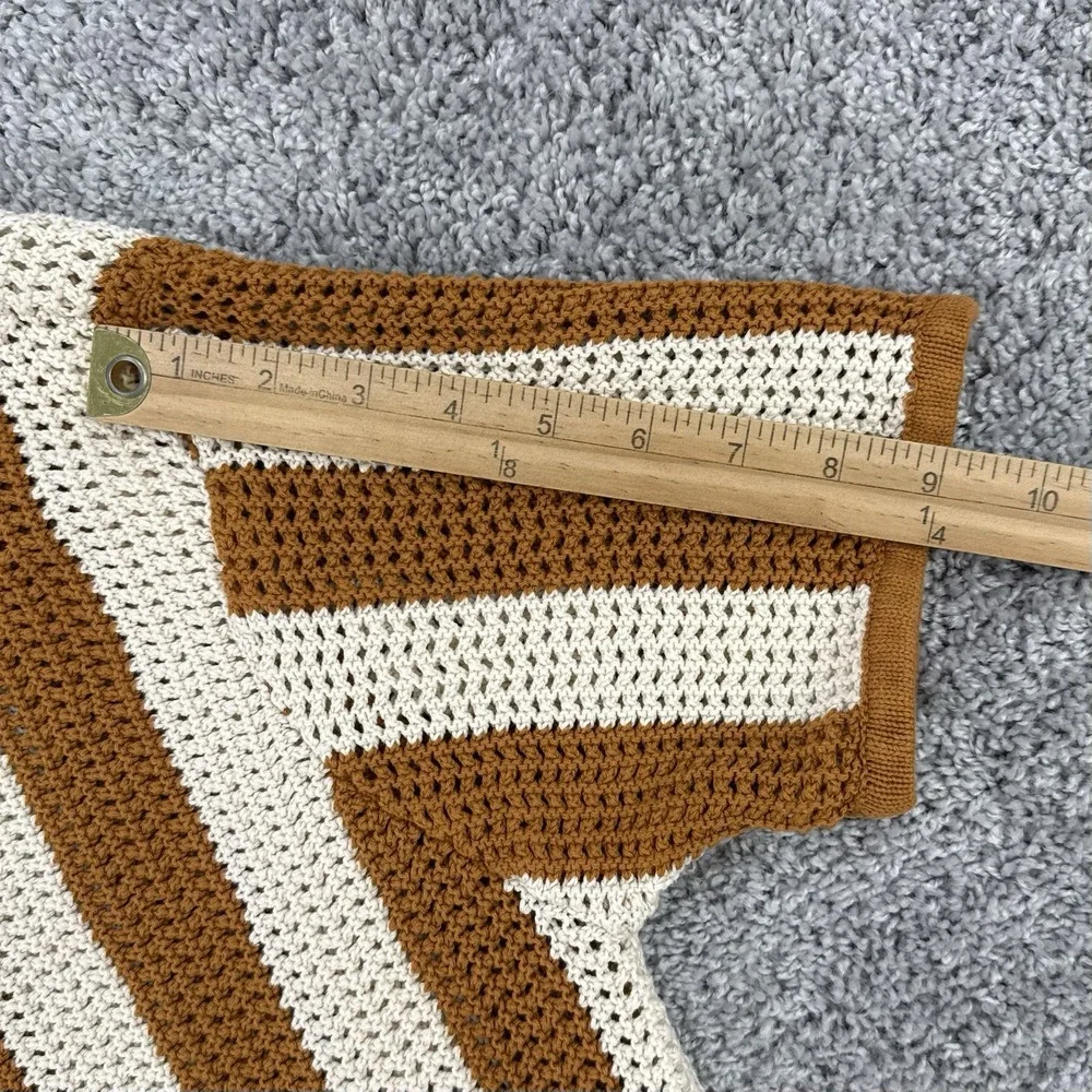 Dandy Del Mar The Dominica Crochet Shirt Men's XL Burnt Sienna Stripe Button Up